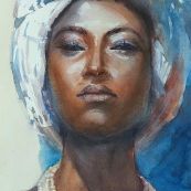 45 ~ Amanda Avaro ~ A Woman ~ Watercolor